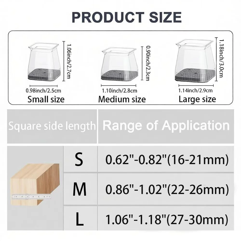 Solid Wood Chair Leg Protectors with Dual Protection Silicone and Felt Pads, Pack of 40