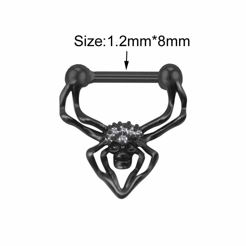 1pc gohic黒クモ鼻リングセプタムピアススケルトンハンド本体