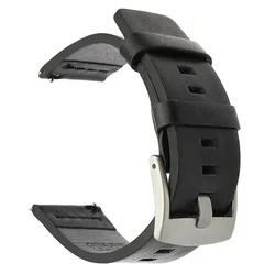 Premium Quick Release Leather Watch Band - Available in Multiple Sizes - 22mm (Black Silver)