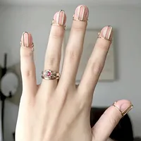 Costume Rings Wudu Nail Rings Non Tarnish 10pcs Adjustable No Glue No Women Gift Ring Set For Halal Nails Decoration бижутерия 1