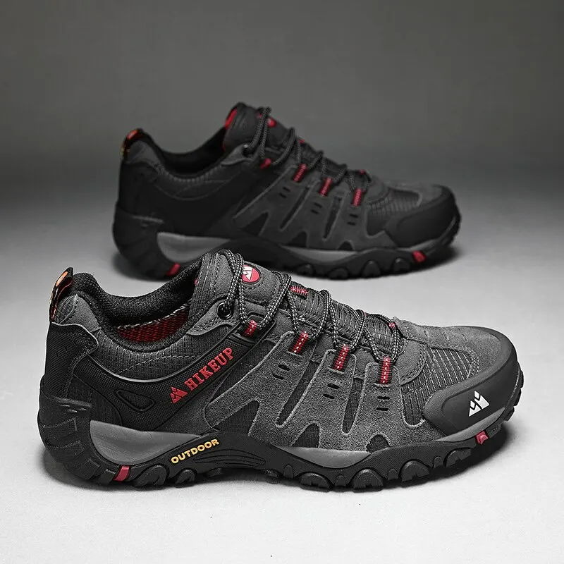 HIKEUP Men's Wear-Resistant Suede Leather Outdoor Hiking Sneakers