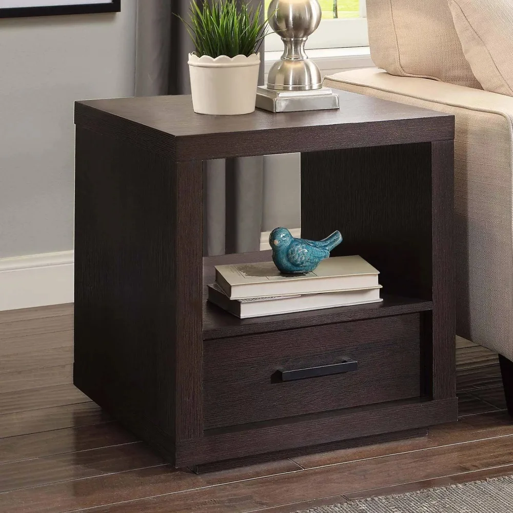 

Bedside cabinet with drawers, suitable for bedroom and living room bedside cabinets, easy to assemble, with large open shelves