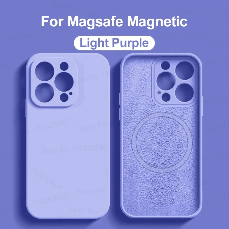 thumbnail image 1 of Liquid Silicone For Magsafe Magnetic Case For iPhone 15 14 12 11 13 Pro Max 14 15 Plus Wireless Charging Cover Phone Accessories, 1 of 5
