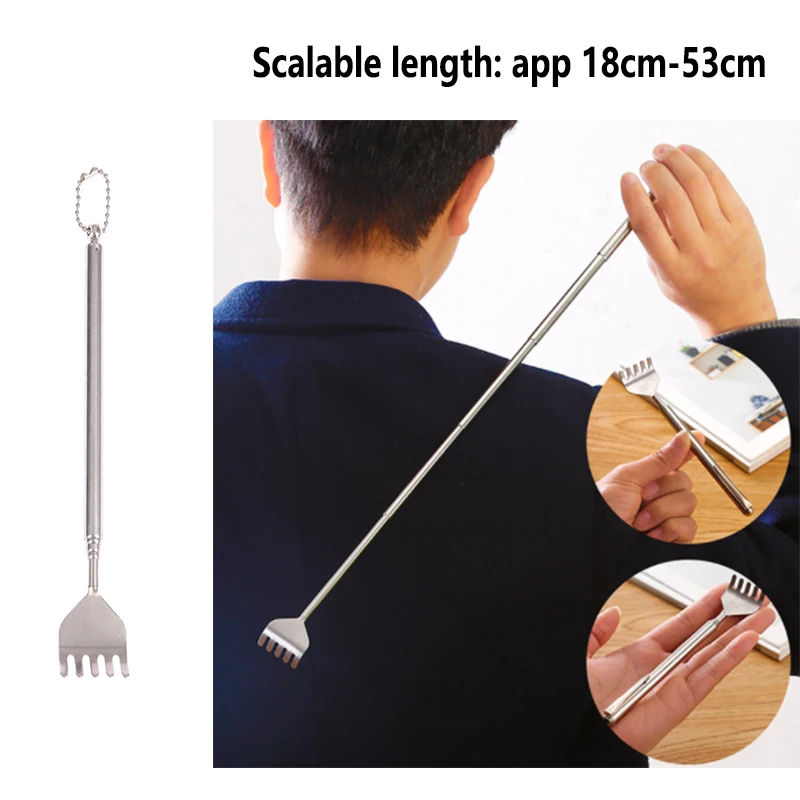 

Portable Adjustable Extendable Telescopic Back Scraper Stainless Steel Back Scratcher Massage Itch Scratch Massage Tools 1pcs