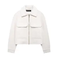 Autumn Winter Women's Faion ort Jaet Coat Long Sve Turn-down Collar Versatile New Arrival Loose Fit Basic Sle