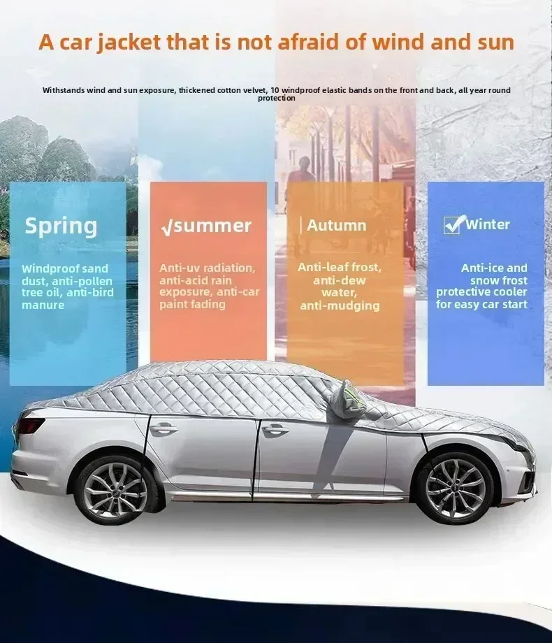 All-Season Protective Outdoor Car Cover with Sunshade & Snow Shield