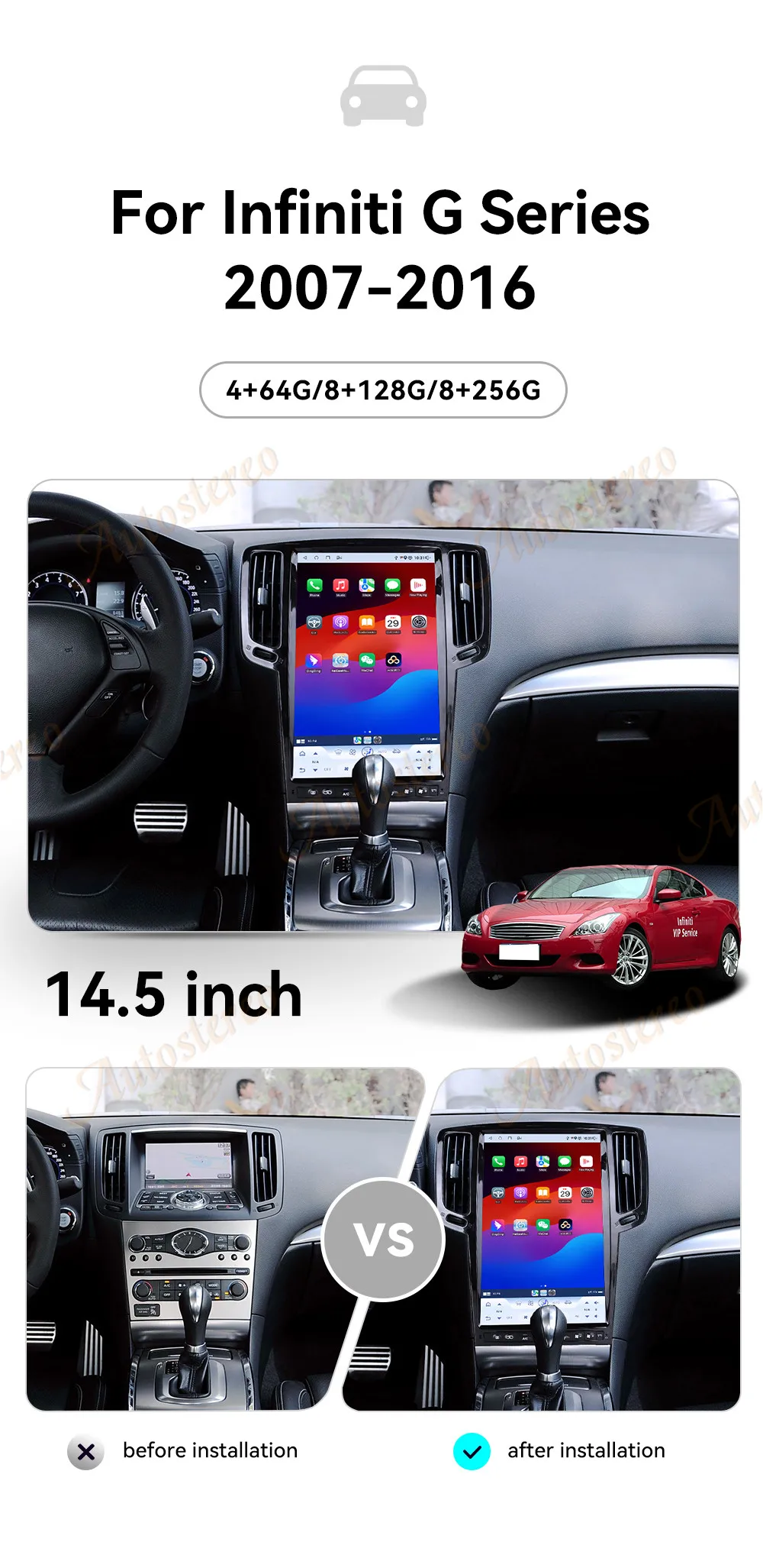 14.5 Inch Carplay Android 13 For Infiniti G25 G35 G37 2007-2016 Car GPS Navi Hea