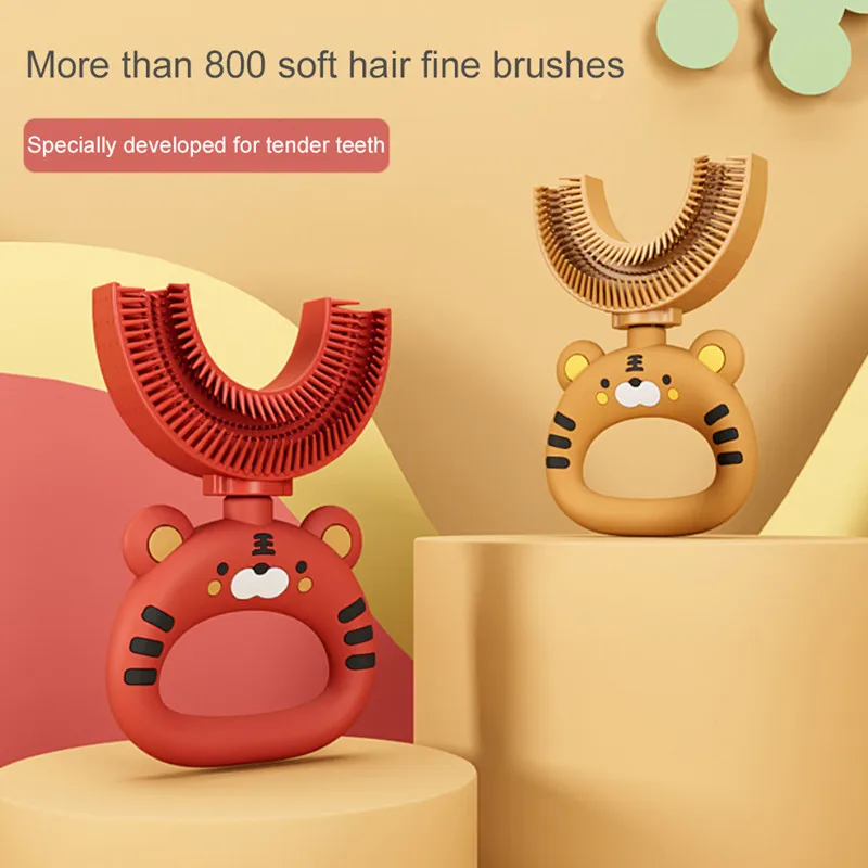 2-12Y Baby Toothbrush Children 360 Degree U-shaped for Boy Girl Silicone Teeth Oral Care Cleaning Tool for Newborn baby toothbrush baby teeth cleaning tool