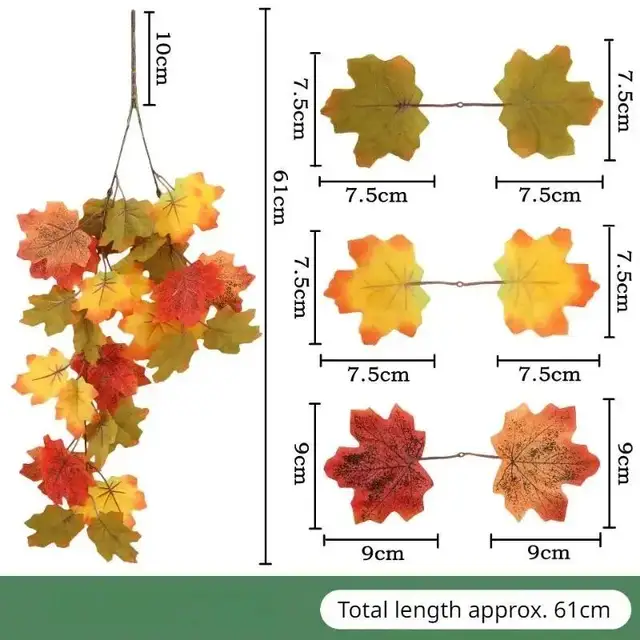 2025 Halloween Simulated Maple Leaf Vine Wall Hanging Autumn Party Wall Hanging Rattan Harvest Festival Leaf Rattan Maple Decor 4