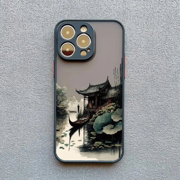 Vintage Tinte und waschen Landschaft Malerei Handy hülle für iPhone 12 13 Mini 11 Pro Max 15 14 13 Pro Max XS X XR Se2 7 8 Plus Abdeckungen – Detail 3