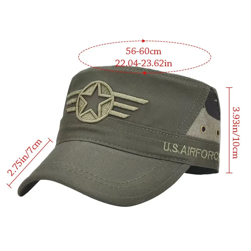 Cap Hat Breathable Army Hat Men Casual Adjustable Cadet Hat Cotton Polyester Sun