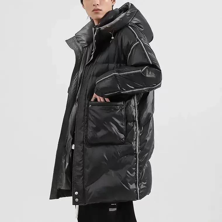 Description Picture 3 of itemMen's Down Jacket Parkas Medium Length White Duck Winter s for Men Hooded Puffer Loose Thickened Warm Fashion