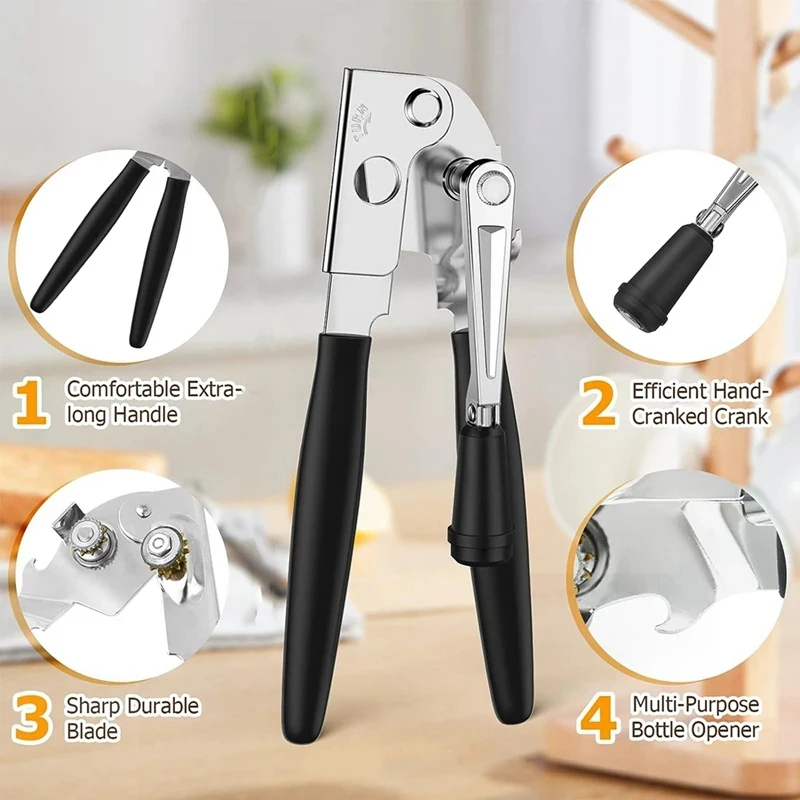 

Stainless Steel Can Manual Can Opener Craft Beer Grip Multifunctional Professional Can Opener Bottle Opener Kitchen Gadgets