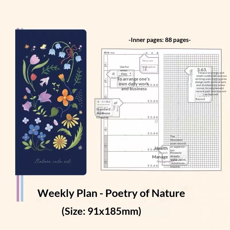 Kinbor Illustrated Hardcover Weekly Planner - Undated, Portable To-Do List Notebook