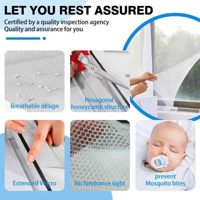 Moustiquaire auto-adhésive pour fenêtre, maille anti-moustiques pour porte, bricolage, coupe gratuite, moustiquaire, rideau anti-insectes volants 1