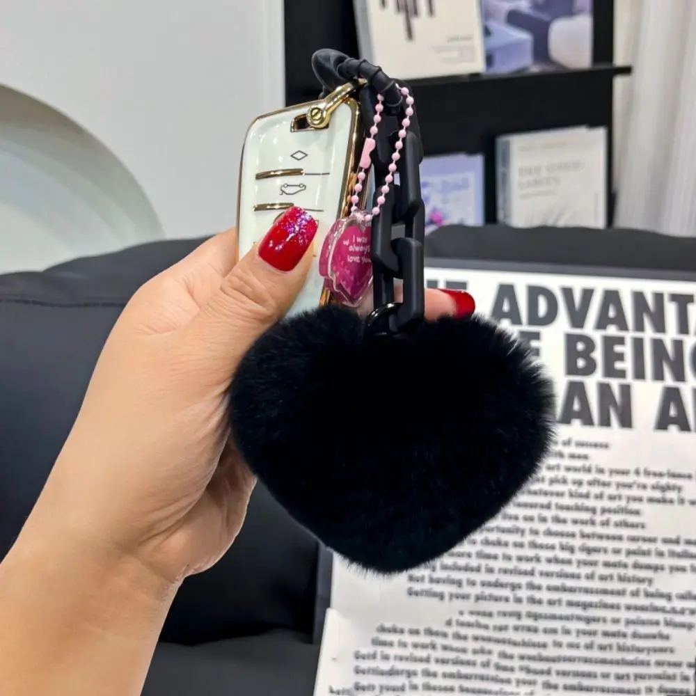 Fascino Pelliccia Amore Cuore Ciondolo Auto Borsa Portachiavi Peluche Regalo Donna Fibbia Chiave Fashion with Nice