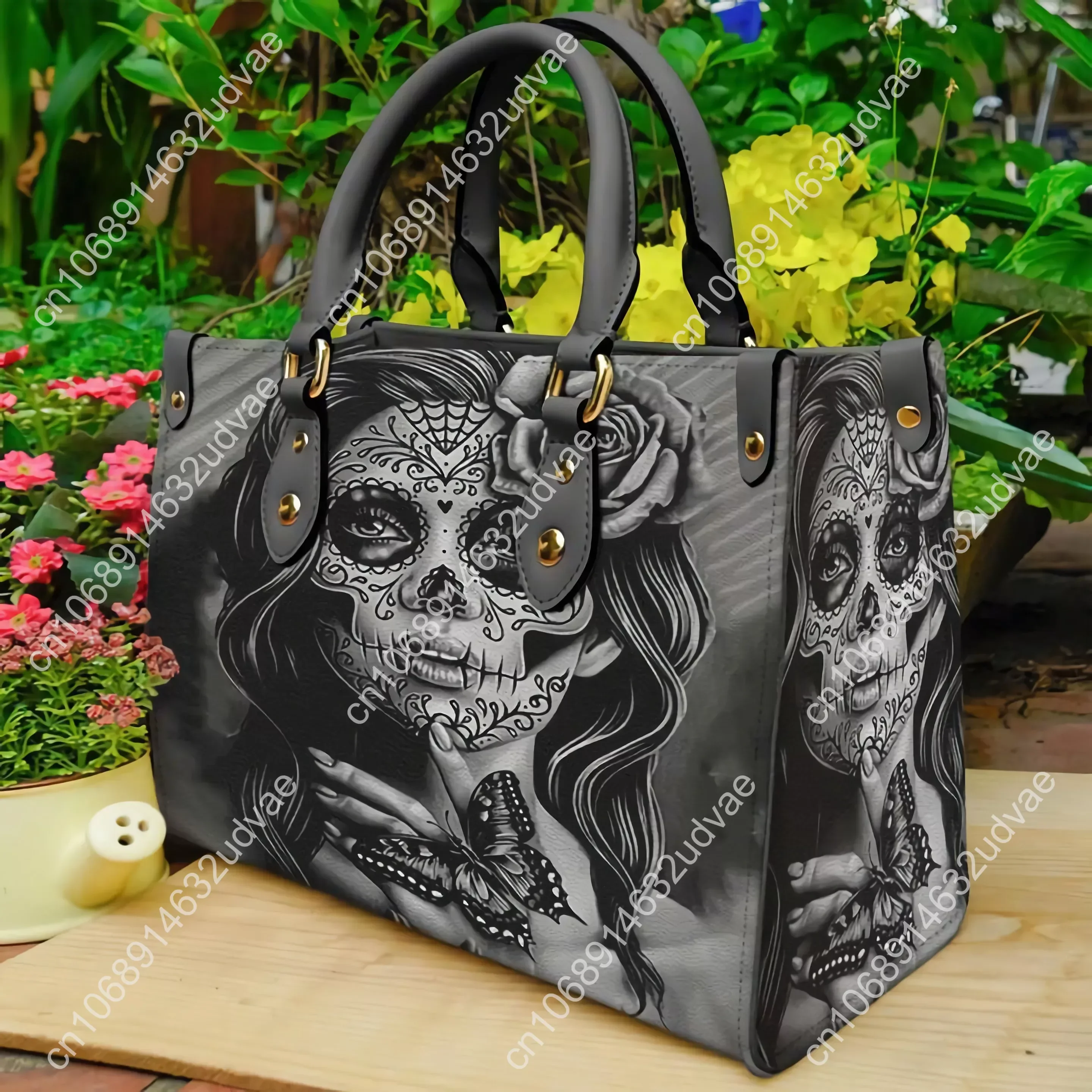 Skull Girl Tote Bags For Women Pu Leather Handbags Skull Day Of The Dead Printing Designer Shoulder Female Messenger Sac Fashion
