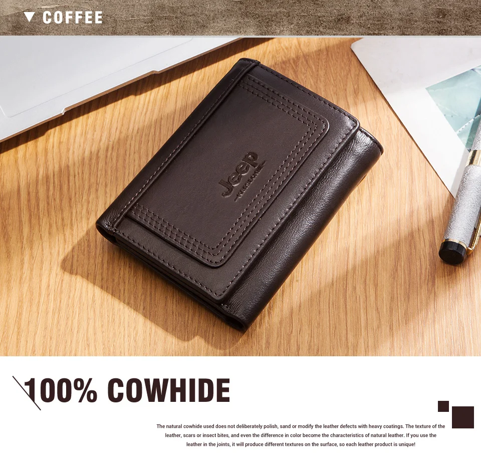 Genuine Leather Trifold Wallets for Men RFID Slim Card Holder with ID Window High Quality Male Zipper Coin Pocket Small Clutch