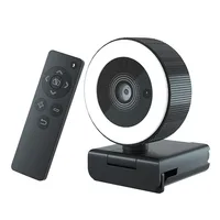 2K HD  Wireless Remote Control 8X Zoom USB Webcam With Audio Fill Light Ring for PC Web Camera Cam USB Online Webcam  Autofocus 1