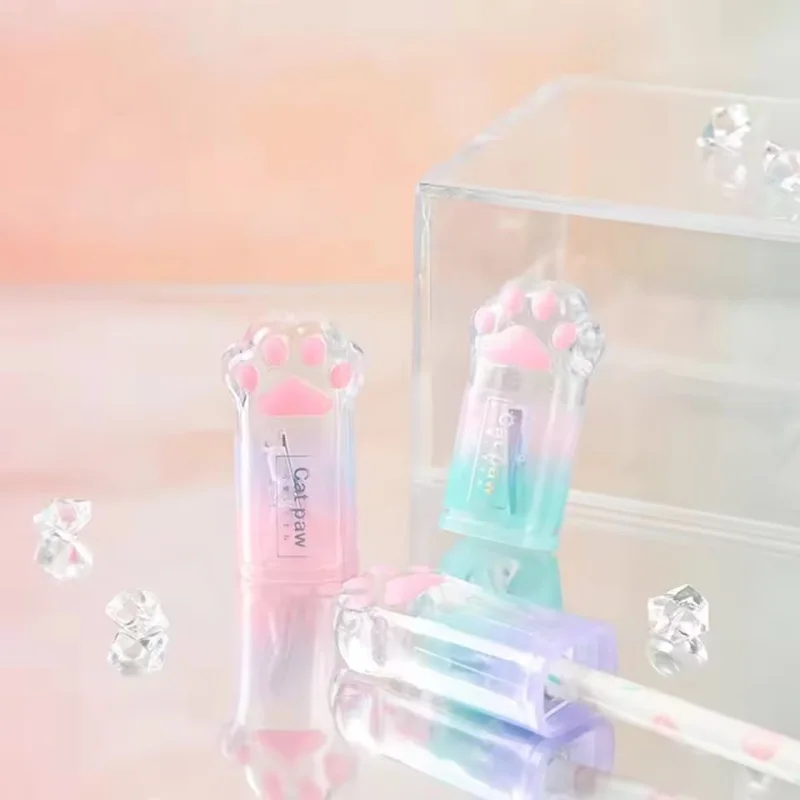 1Pcs 그라디언트 고양이 발 모양의 휴대용 미니 연필 깎이 사무용품 연필 깎이 학생 용품