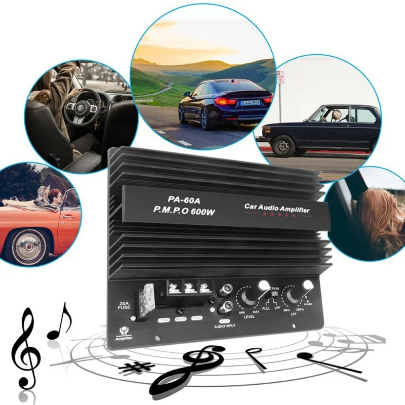 New 12V 600W Car Subwoofer Main Board High Power Double Tube Subwoofer Car Power Amplifier Shocking Active