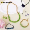 New Original 2025 High Jewelry Set Luxury Green Blue Chain with Crystal Necklace Earrings Bracelet Ring Women's Party Accessorie