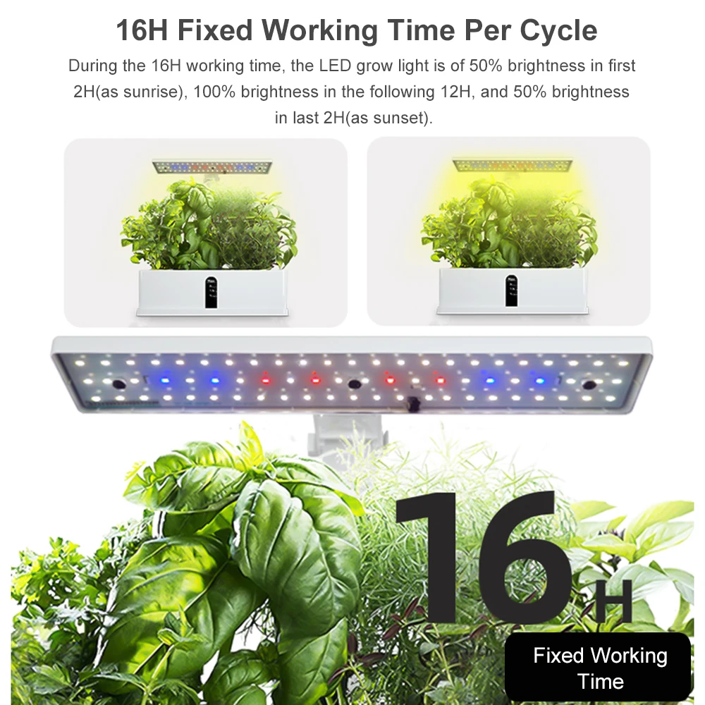 Smart Hydroponics Growing System Indoor Garden Kit 9 Pods Automatic Timing with Height Adjustable 15W LED Grow Lights 2.5L Water