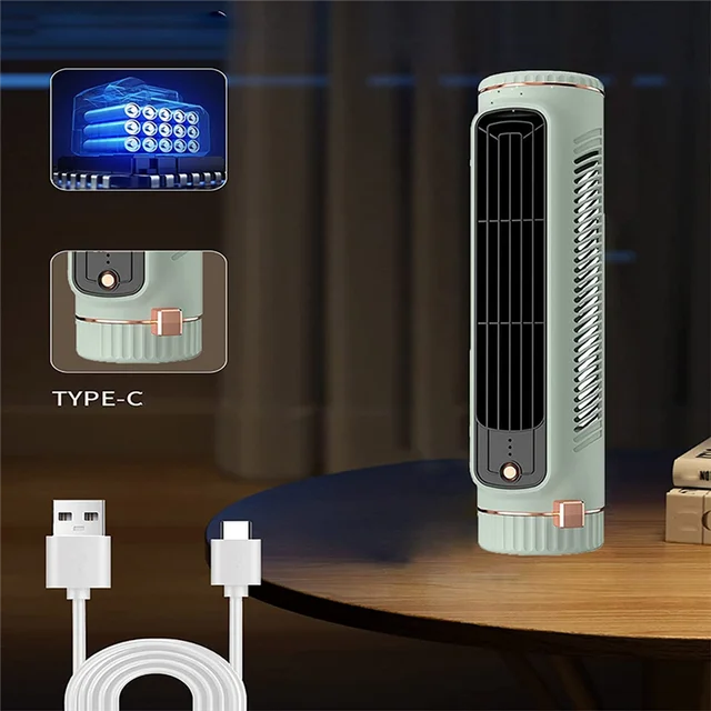 Portable Automatic Remote Air Conditioner, USB Personal Air Conditioner Mini Conditioner with 3-Speed Electric Fan White 3