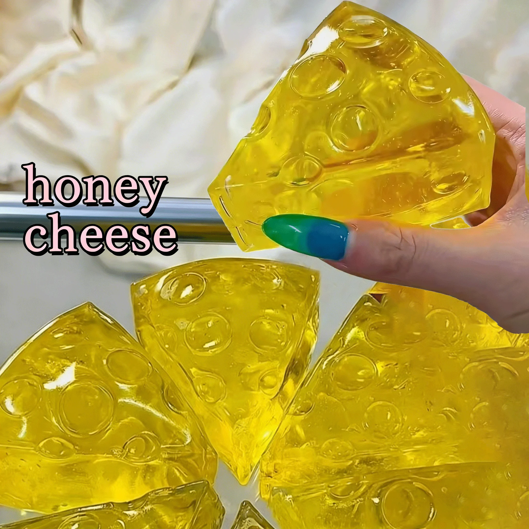 Soft Squishy Cheese Square Stress-Relief Toy - Fun Sensory Gift