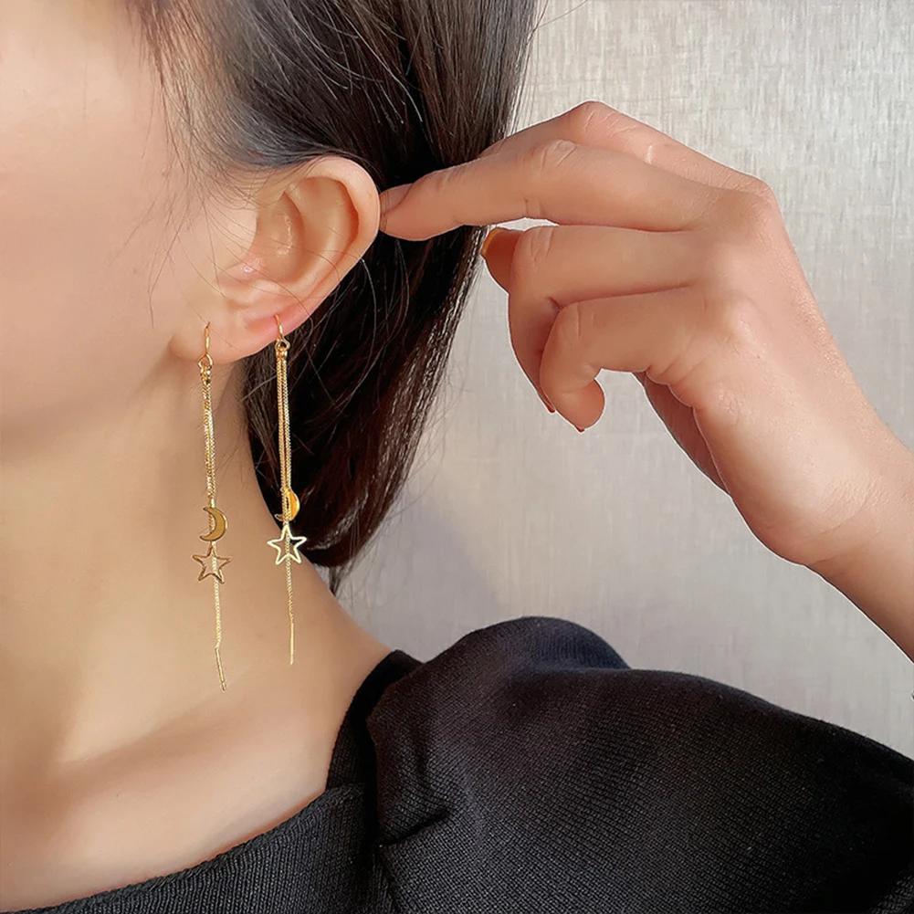 Women Korean Earrings Fashion Chain Tassel Drop Earrings Retro Silver Color Hanging earrings trend Jewelr dangle earrings,drop earrings,crystal tassel earrings,long earrings