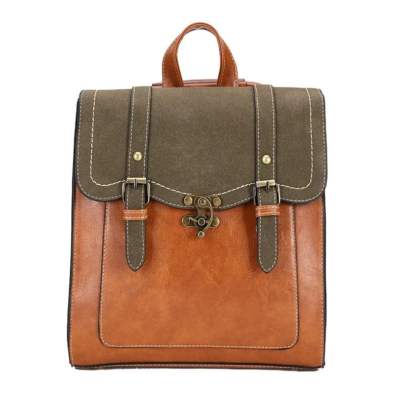 

College Style Autumn and Winter Vintage Leather Backpack New All In One Korean Version of High School Students Backpacks women