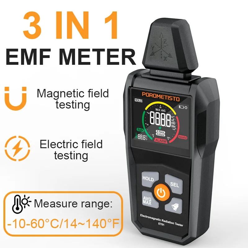 3 IN1 Electromagnetic Radiation Tester Electromagnetic Field Radiation Detector High Precision EMF Meter Three-axis Analyzers radiation detector,emf meter tester