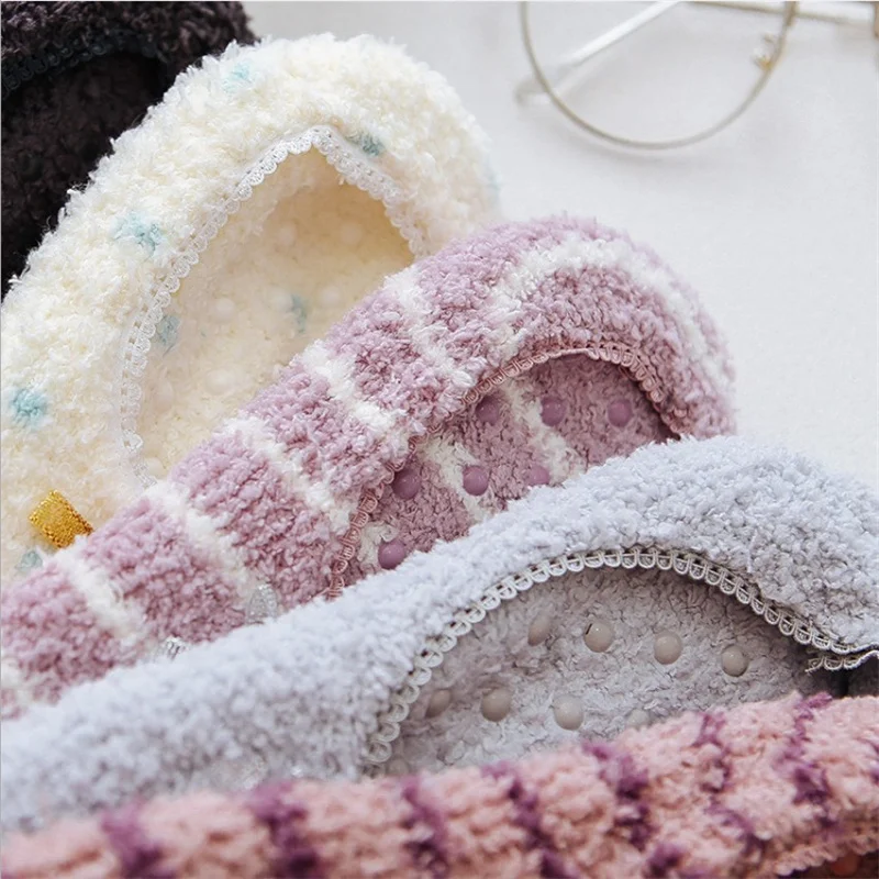 Warm Thick Coral Fleece Socks Women Silicone Non Slip Boat Socks