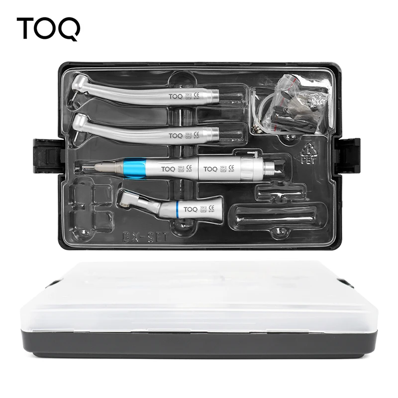 Kit de pieza de mano Dental LED de alta y baja velocidad, turbina de aire de contraángulo recto, 2/4 orificios, M4/B2, juego completo