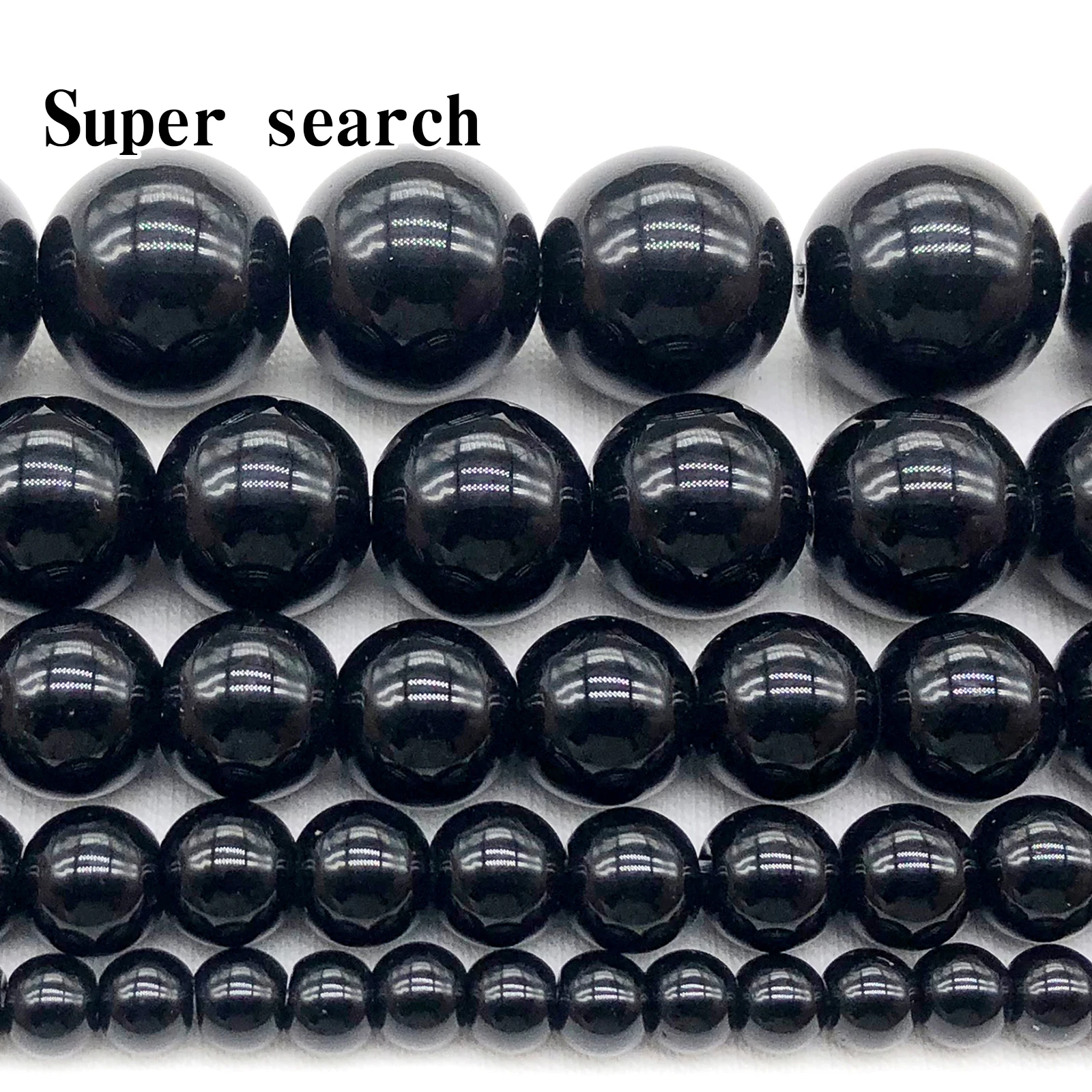 Glatte schwarze Achate Natursteinperlen für Schmuckherstellung Diy Armband Halskette 15 Zoll Runde Onyx Lose Perlen 4 6 8 10 12 mm