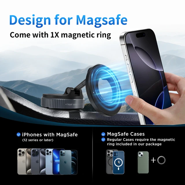 K007 Forte supporto magnetico per telefono da auto Design pieghevole 360 ° Supporto sottovuoto regolabile per auto/scrivania/bagno/uso universale 5