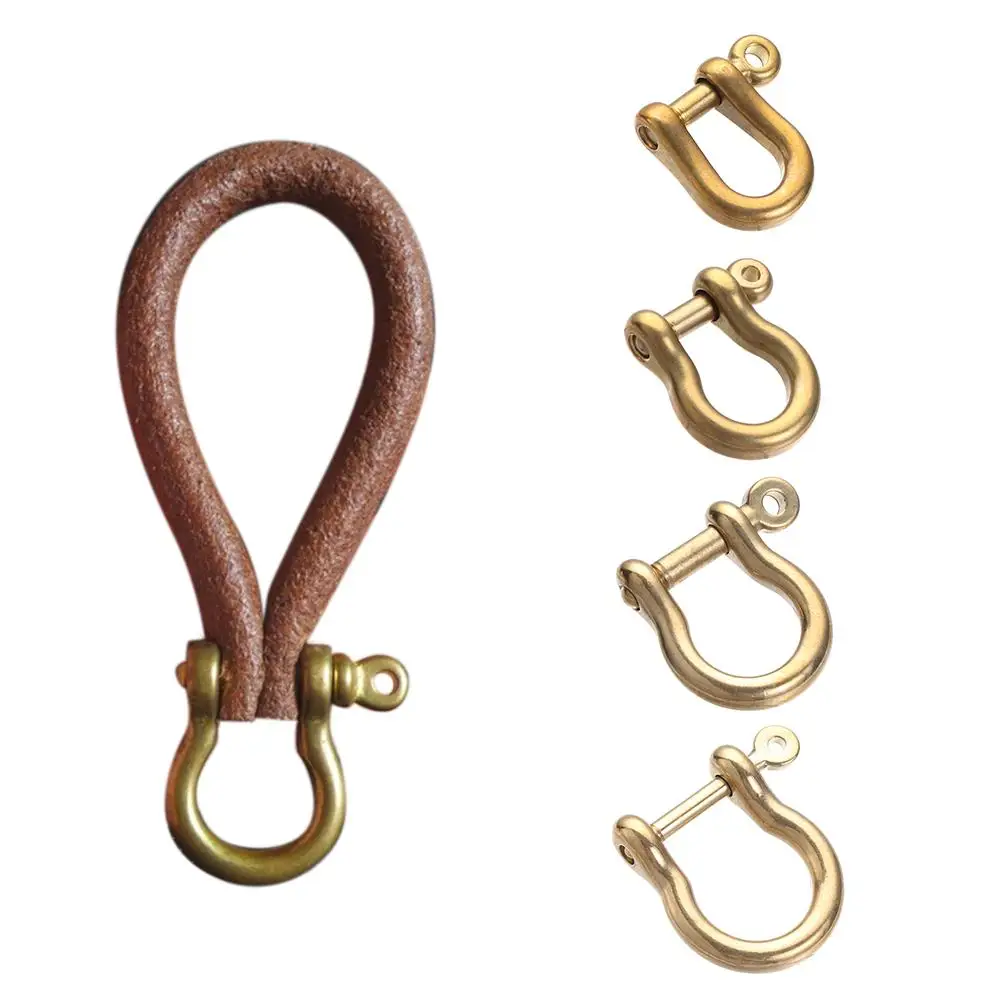

High Quality Buckles Shackle Fob Key Ring Solid Brass Carabiner Keychain Hook D Bow Staples