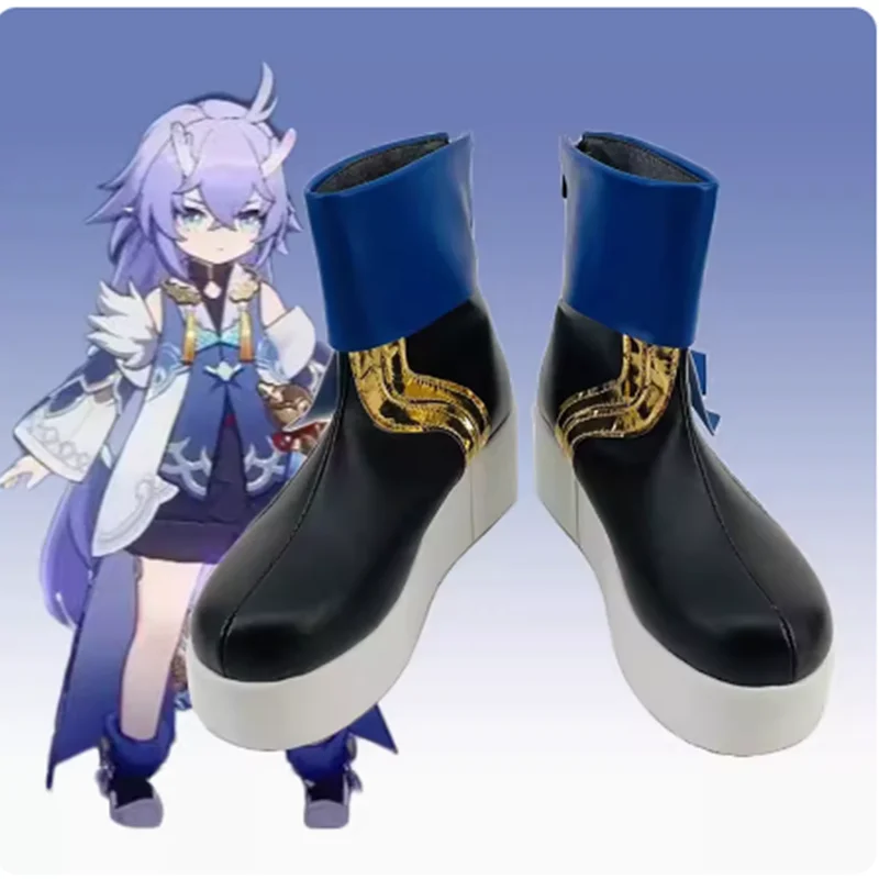 

New Game Cosplay Shoes Honkai:Star Rail Bailu Halloween Aksesori Dibuat Sesuai Pesanan Cosplay Boots Shoes PU Leather Halloween