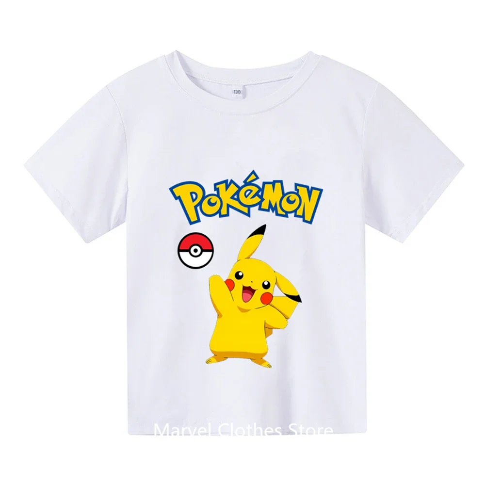 

Kawaii Potdemiel Pokemon Pikachu T-Shirt Boys Girls Teenager Summer Short Sleeve Tops Fashion Children Casual Tops Tee Shirt