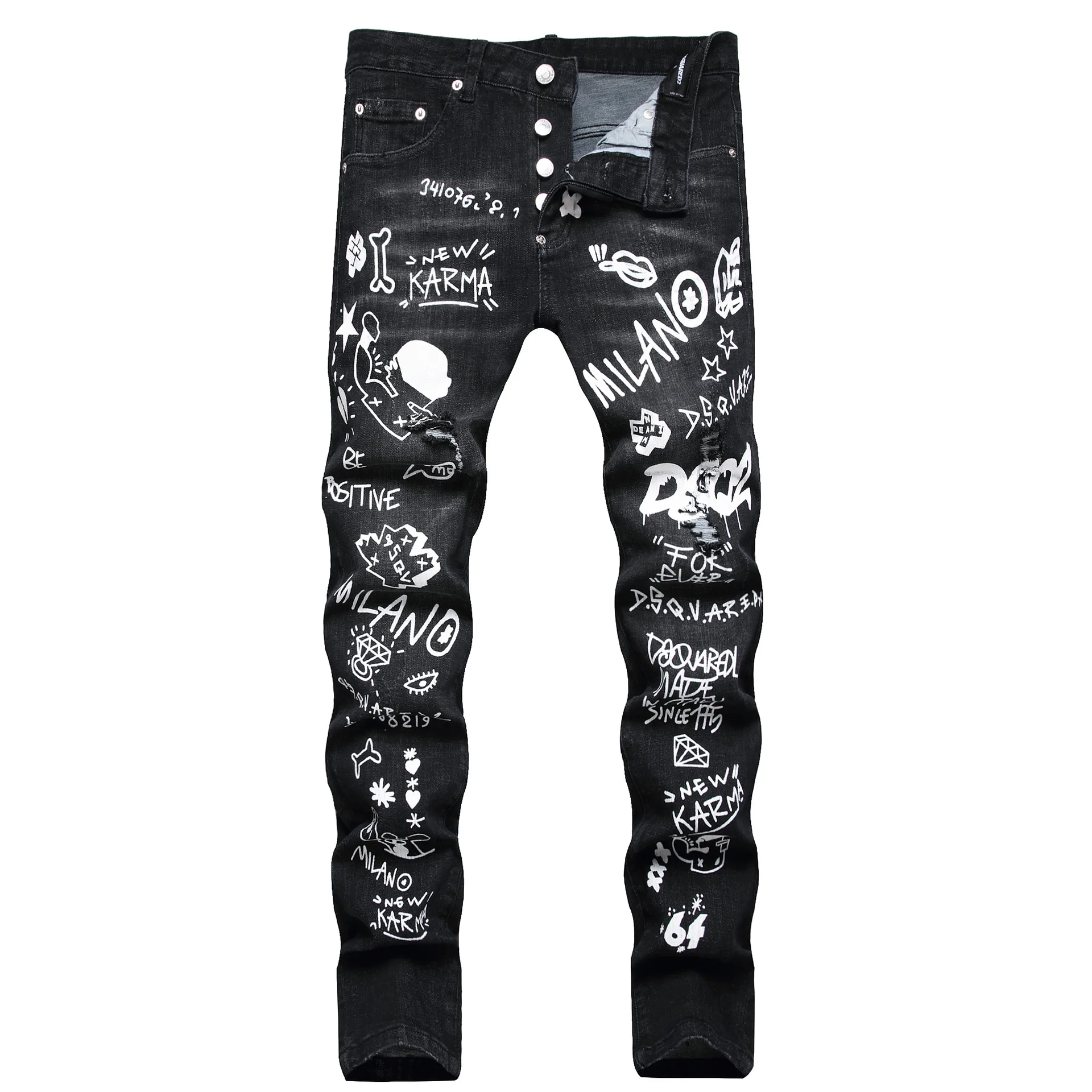 Nuevo Cipo & Baxx Para Hombre Jeans Pantalones Torn Agujeros Abrasiones Casual Azul Oscuro Rojo
