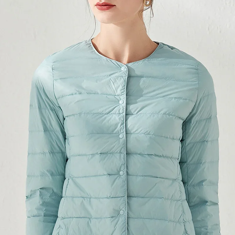 2024 New Spring Winter Women Liner Warm Down Jackets Ultralight Collarless Portable Female Padded Parkas O-Neck Puffer Overcoat 5
