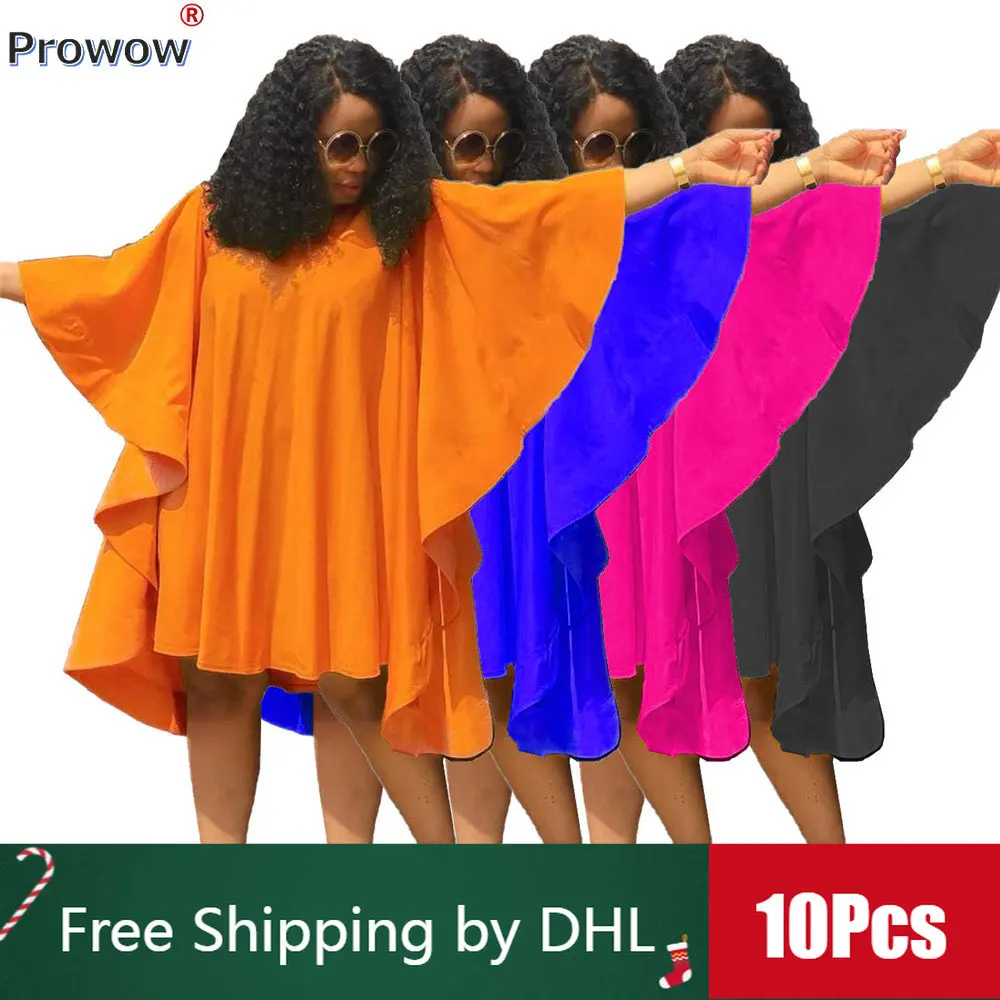 

10 Pcs Bulk Loose Streetwear Cloak Dresses Summer Y2k Fashion Pleated Dress Butterfly Sleeve Loose Women Clothing Wholesale 8086