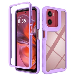 3-in-1 Clear Shockproof Armor Case with Heavy Duty Protection for Moto G04 (Purple)