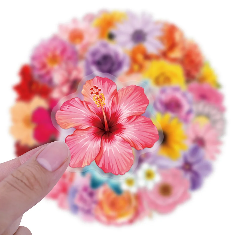 60PCS 꽃 스티커 낙서 스티커 DIY 일기 전화 케이스 수제 스크랩북 미적 스티커
