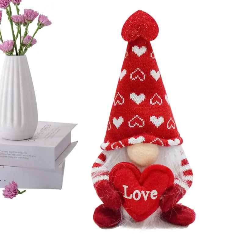 

Valentines Day Gnomes Plush Plush Gnomes for Valentine's Day Dwarf Figurines Tabletop Centerpiece Gnome Decorations