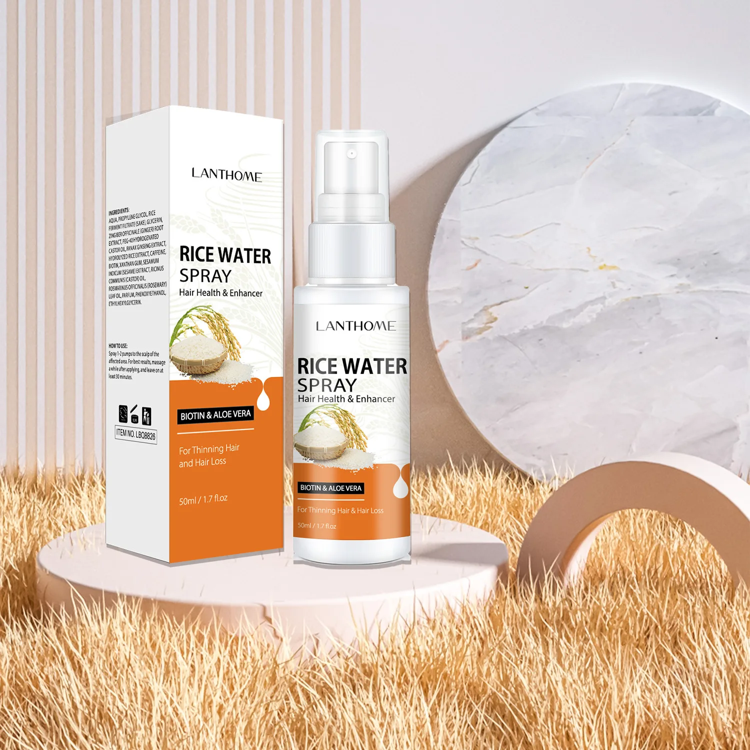 50ML Rice Water Spray Increases Hair Strength and Elasticity Balances Scalp Oil and Shine to Repair Damaged Hair