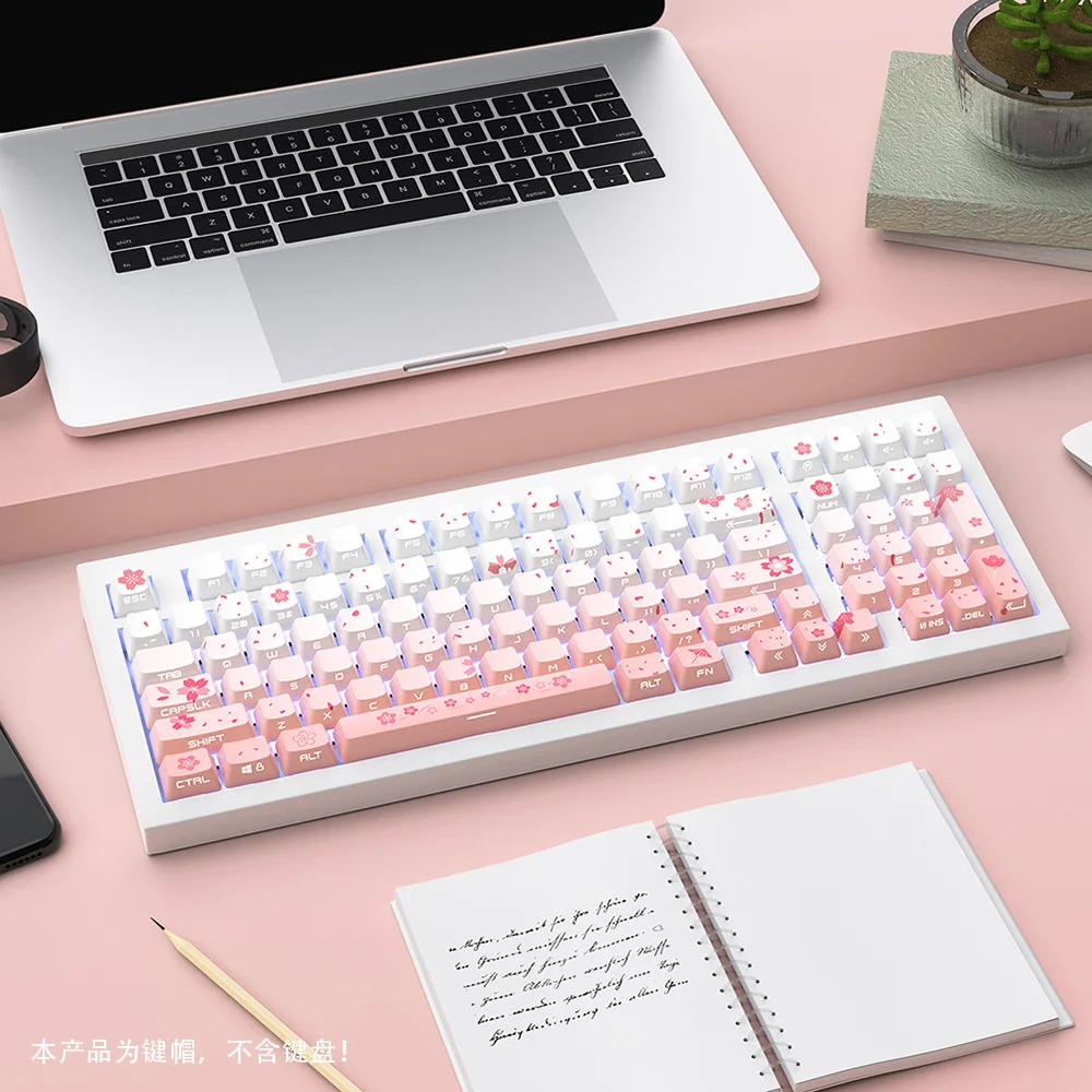 teclado mecânico de interruptor MX, Sakura Custom Keycap Set 134 teclas