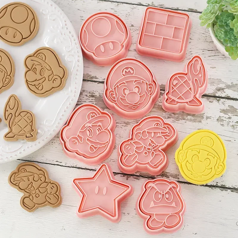 thumbnail image 4 of 8 moldes para galletas de dibujos animados de Super Mario Bros. Galletas prensadas en 3D con forma de hongo y tortuga Herramientas para hornear fondant para regalos de Navidad, 4 of 5