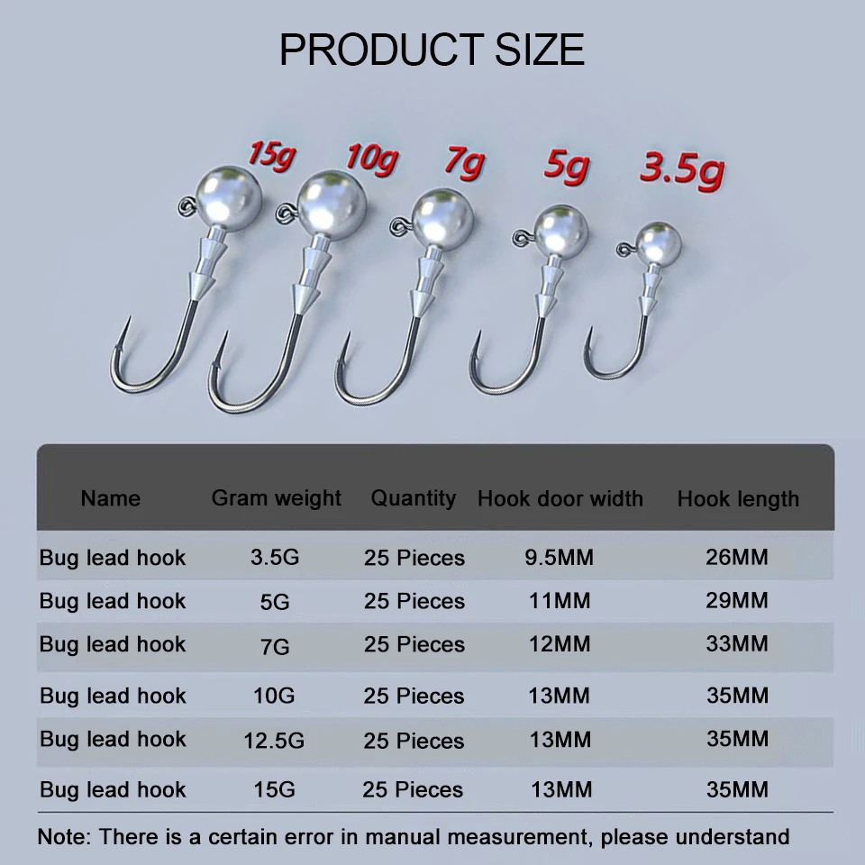 25Pcs Anti Hanging Sharp Fishing Jig Hooks 2-14g Bottom Strong Fishhook