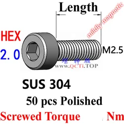 Premium Stainless Steel Screws - 50pcs Assorted Sizes - M2.5x16 A2 - 80 (50pcs Polished)